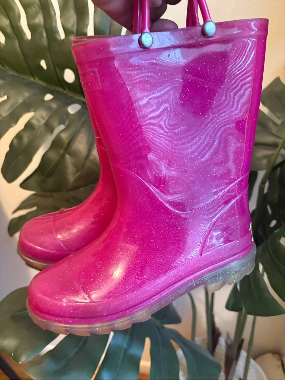 Kids Waterproof Glitter Rain Boots - Pink